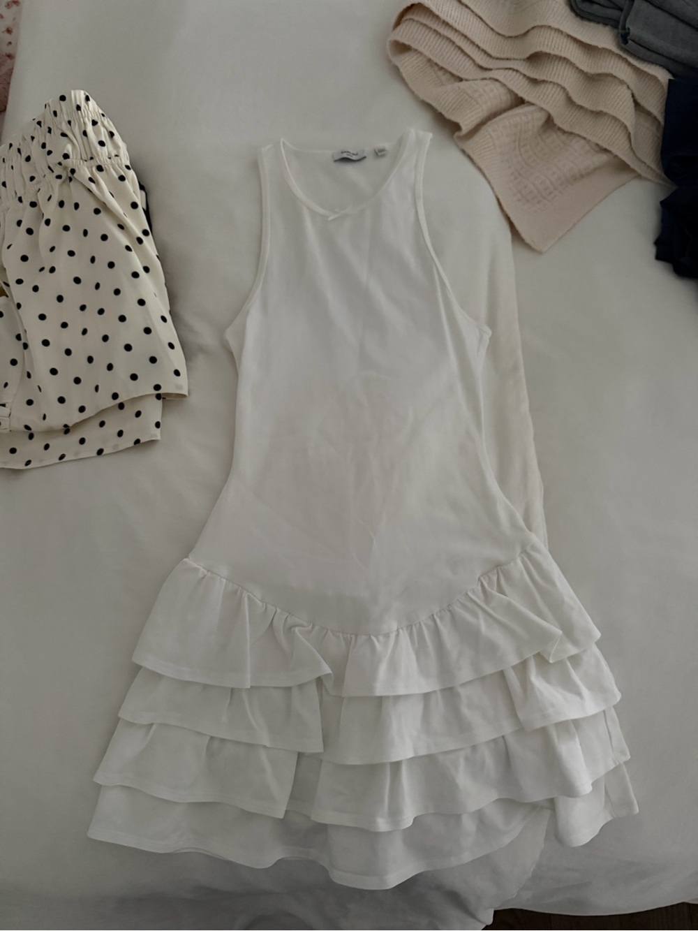 Aritzia White Sleeveless Ruffle Hem Dress - Picture 2 of 4